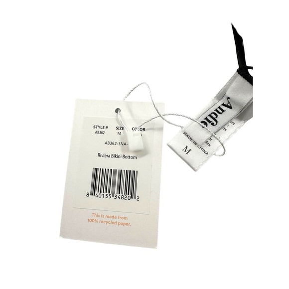 Andie Swim The Riviera High Waisted Belted Bikini Bottom Black Snake Print Sz M - Picture 6 of 9